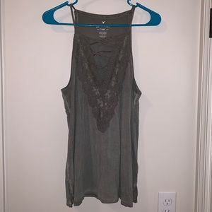 NWOT AEO Soft & Sexy Olive Green Tank w/ Lace